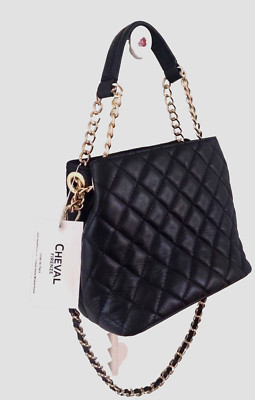 Cheval Firenze Genuine Leather Quilted Crossbody Shoulder Bag Purse Chain Italy