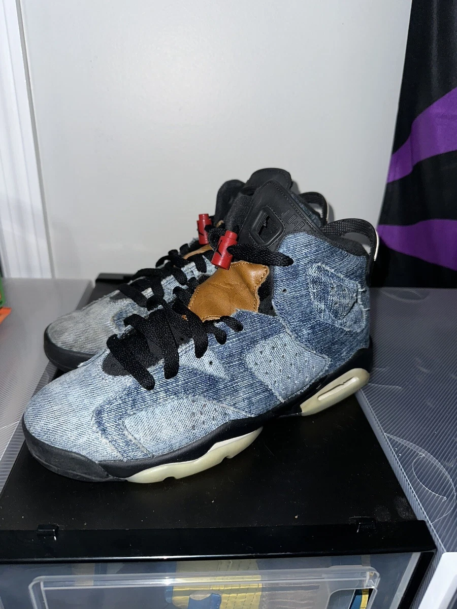 Nike Air Jordan Retro 6 GS “Washed Denim” Size 5Y Blue Black CV5489-401.