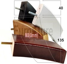 4 Replacement Curved Wooden Furniture Sofa Legs M8 Chair Settee Feet 135mm High
