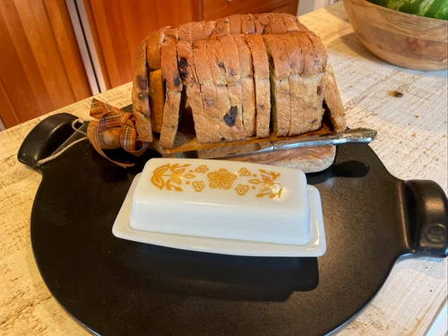 Vintage 1960's Pyrex Milk Glass Butterfly Gold, Butter Dish with Lid~MINT~