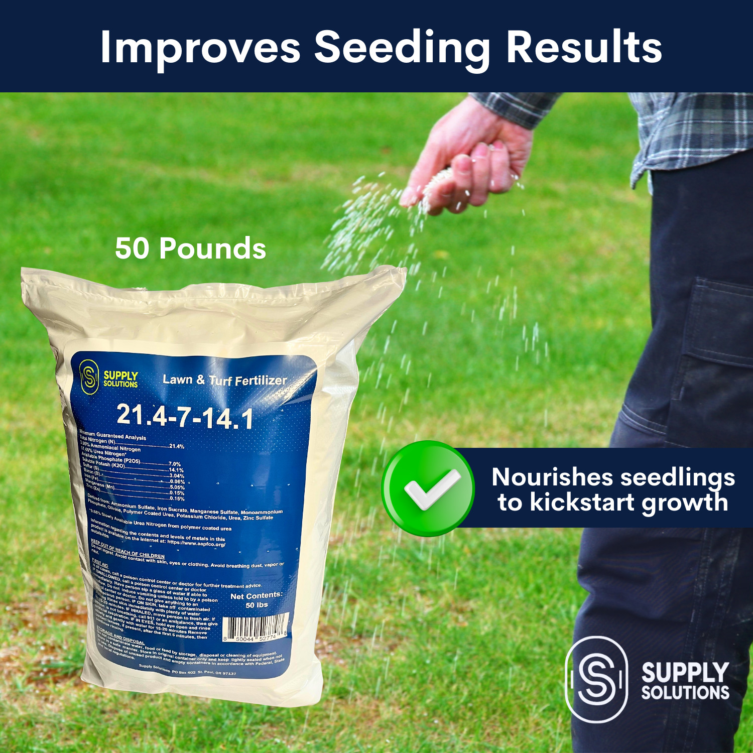 21.4-7-14.1 Lawn and Turf Fertilizer with Iron for All Grass Types - 50 Lbs