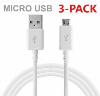 3x Pack Micro USB Fast Charging Cable Cord For Samsung Android Phone Charger 