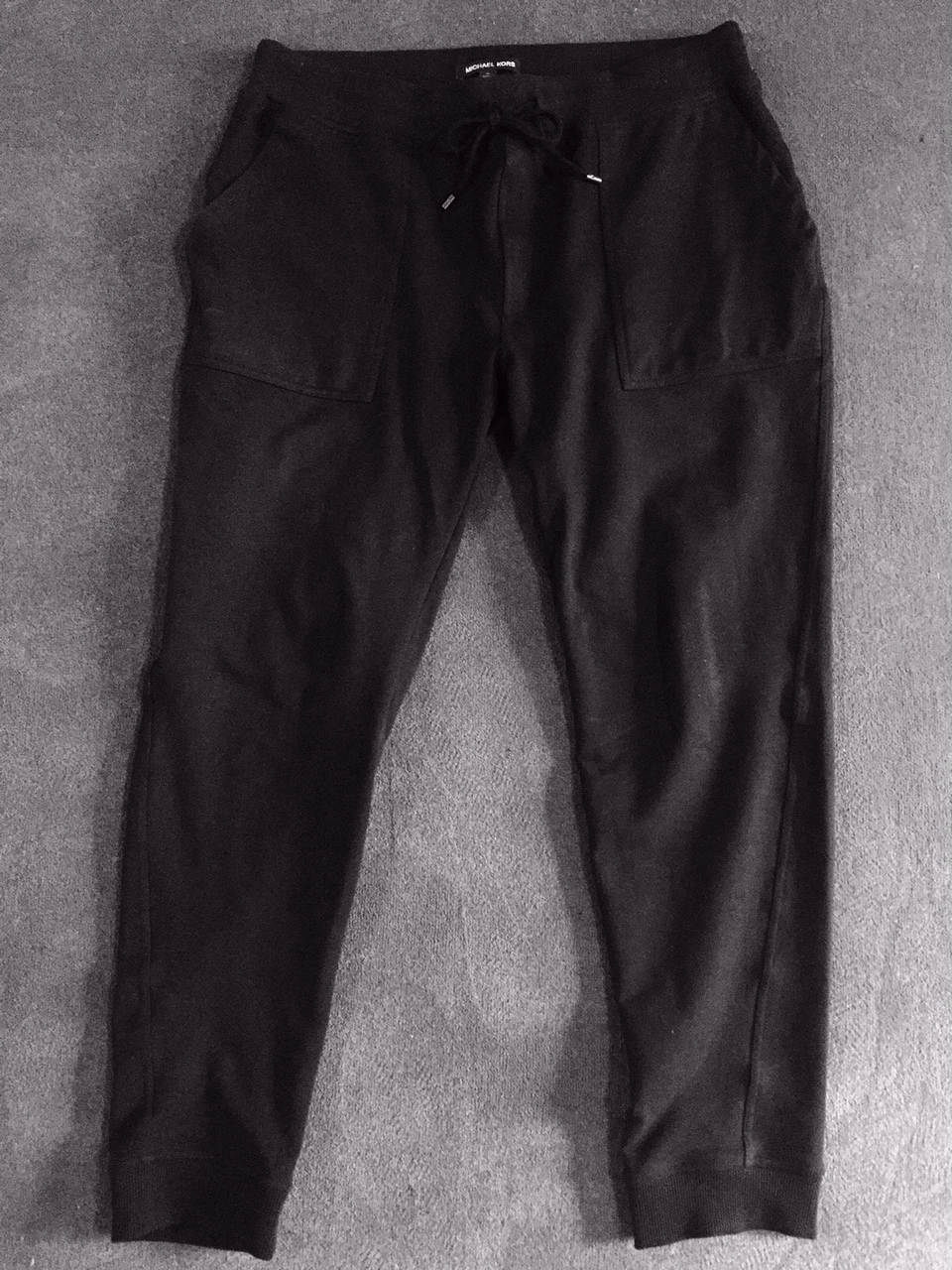 MICHAEL KORS BLACK COTTON STRETCH TRACK PANTS SIZE XL
