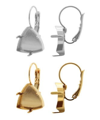 Brass Leverback Earring Bases for 4799 Prismatic Triangle Fancy Stones