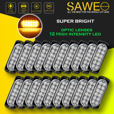 20 x Amber 12 LED Car Truck Beacon Hazard Flash Strobe Light