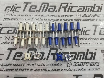200 RIVETTO RIVETTI TARGA AUTO CAMION MOTO 4,8x12 COLORI BIANCHI E BLU A SCELTA