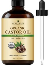 Cold-Pressed Organic Castor Oil in Glass Bottle - 4 Fl Oz - 100 Pure and Natura
