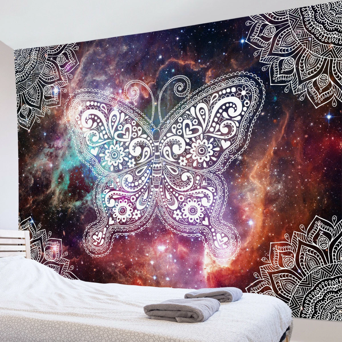 Mandala Boho Butterfly Tapestry Colorful Galaxy Wall Hanging Bedroom Living Room