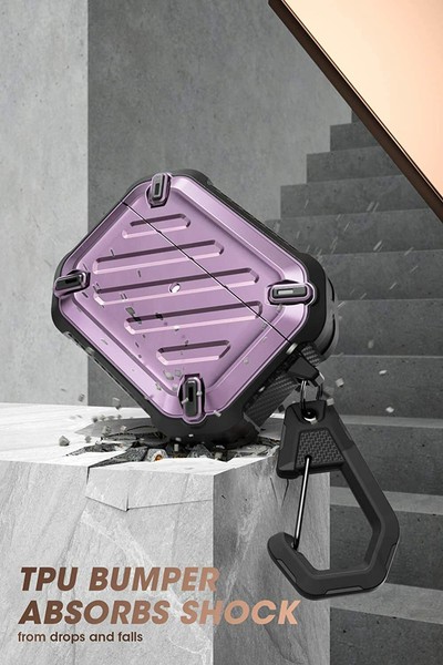 SUPCASE Para Apple AirPods Pro, Estuche Protector Rugerizo de Cuerpo Completo con Mosquetón 2
