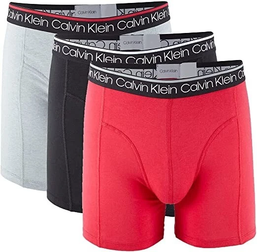 Calvin Klein RED MULTI Men's 3-Pack Logo Boxer Briefs, US Small