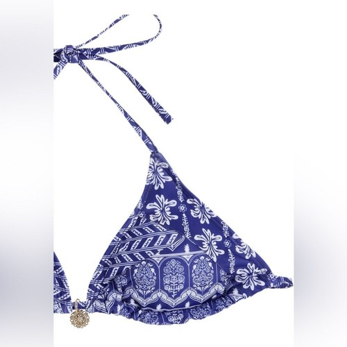 Women’s Blue Patterned Halter Triangle String Bikini Set Medium - Picture 5 of 7