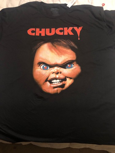Chucky Kinderspiel-T-Shirt - schwarze Grafik - Größe 3XL neu mit Etikett