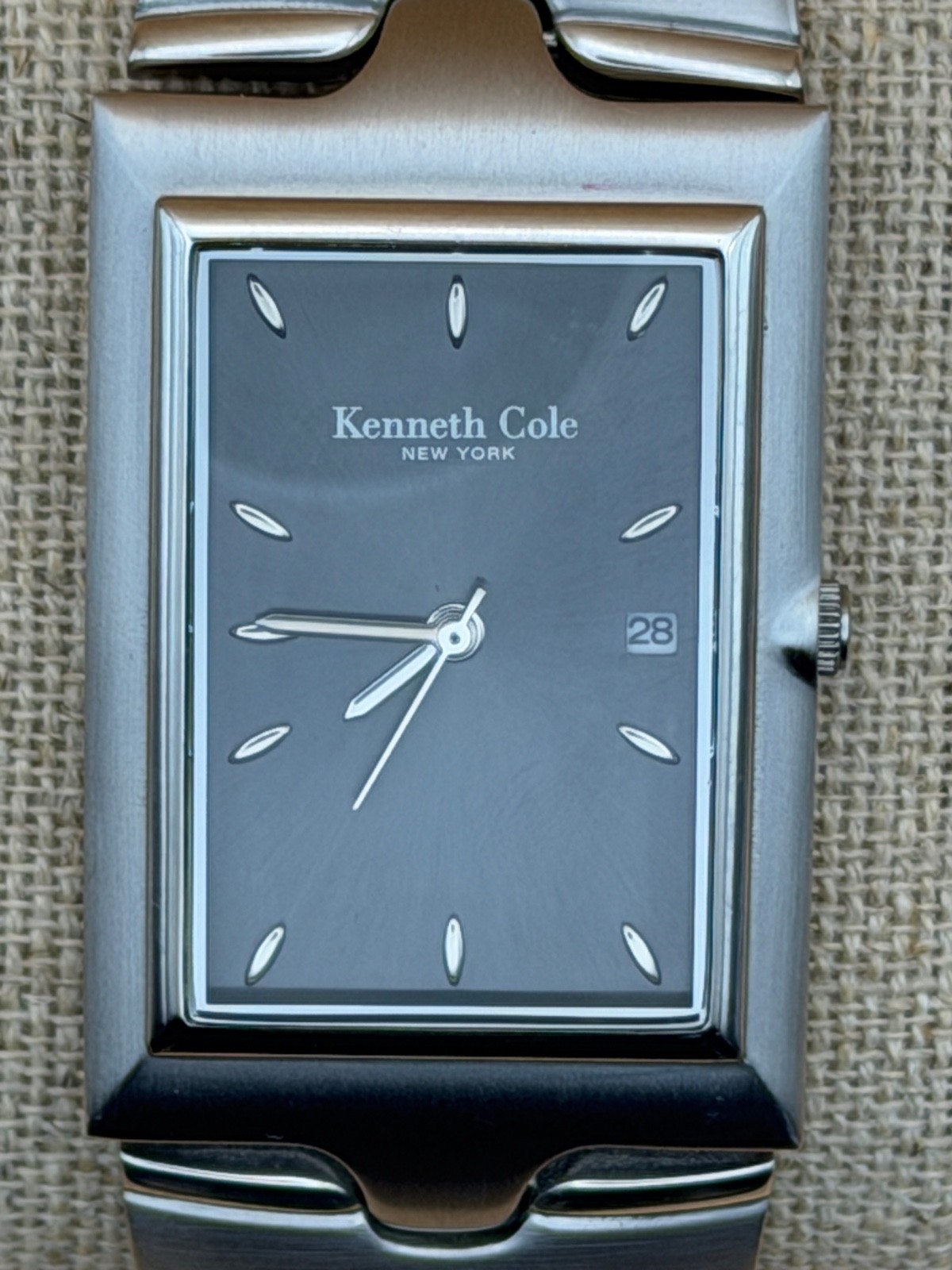 Kenneth Cole NY Rectangular Black Dial Steel Watc… - image 1
