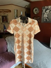 SHEIN Brown Argyle Collared Dress Size Medium Retro Style 