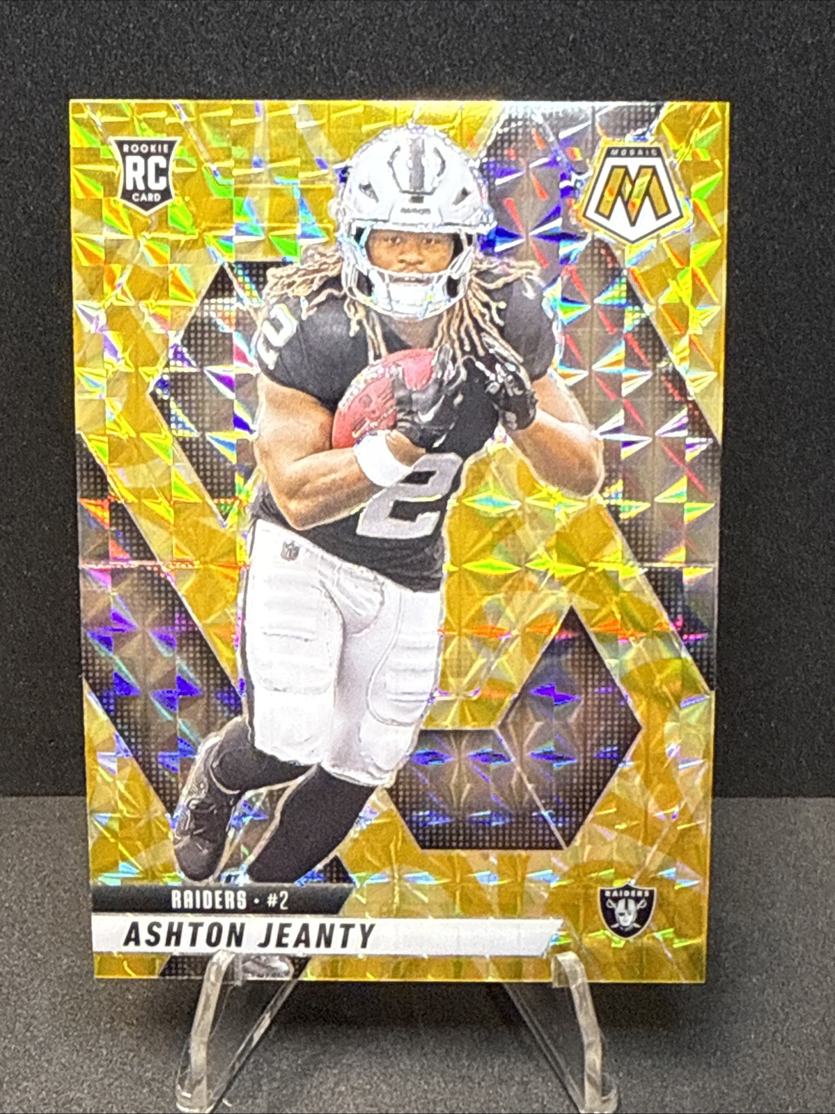 2025 Panini Mosaic Ashton Jeanty (RC) #345 Reactive Yellow Mosaic Prizm