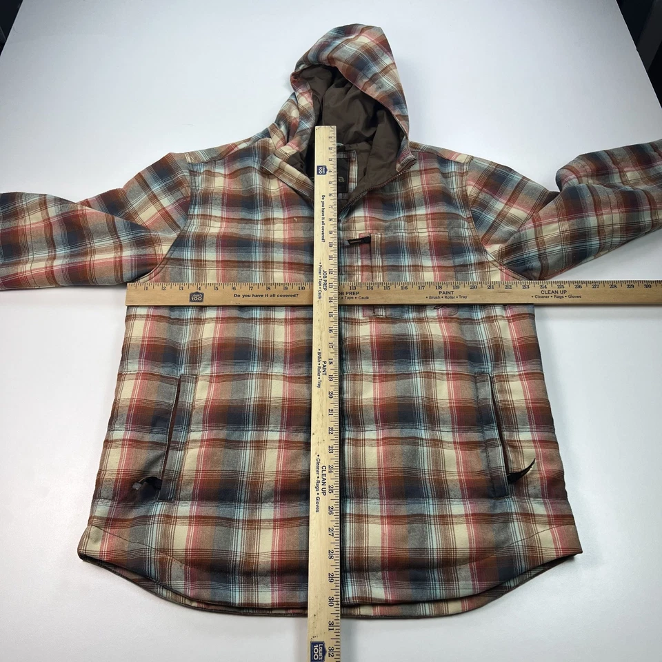 Prana Flannel Jacket Mens Large Plaid Shacket Lined Full Zip Outdoors Pockets - Image 4 of 4