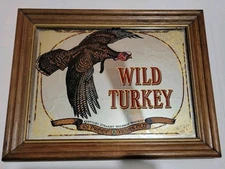 Vintage Wild Turkey Mirror 12 X 9 Bar Man Cave Advretising Whiskey 