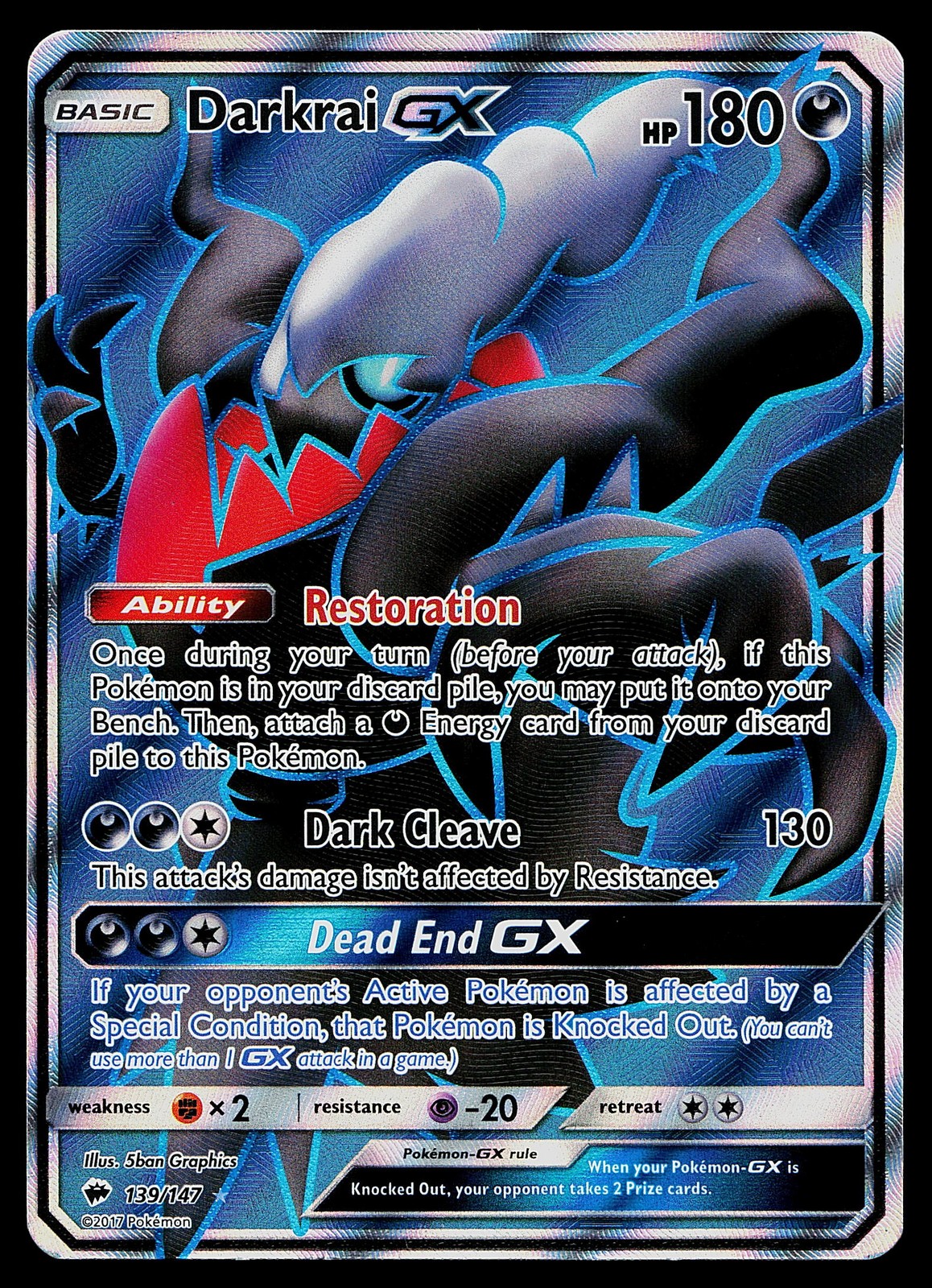 Pokemon Card - Darkrai GX Burning Shadows 139/147 Ultra Rare
