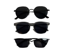 Lot Of 3 Sunglasses Black Lens Round Cat Eye Style NEW