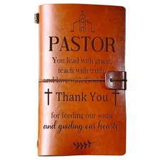 Appreciation Gifts Leather Journal, 140 Page Refillable Journal Thank Pastor