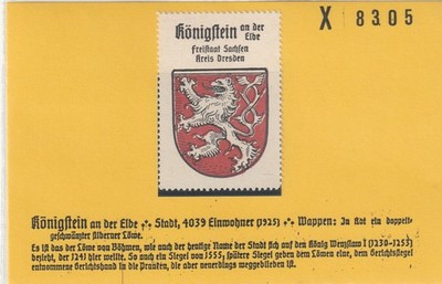 Reklamemarke Wappen von Königstein / Sachsen (K2199)