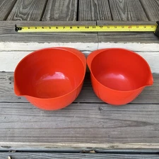 2 Red Rosti Denmark Melamine mixing bowls vintage Bernadotte Bjorn Design MCM