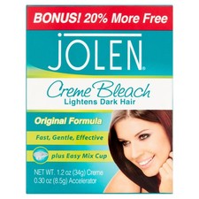 Jolen Creme Bleach Dark Hair Lightener Cream, Original, 1.2 oz Jar