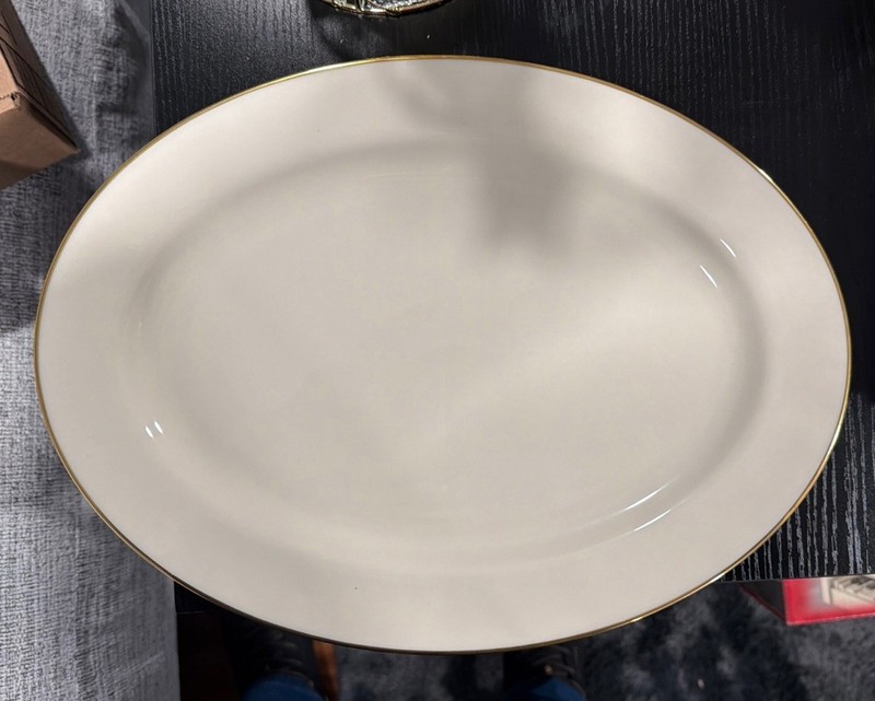 Lenox Special 16" Oval Serving Platter Cream with Gold Trim NICE!!