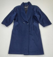 VTG 80s 90s Kent Street Dress Overcoat Wool Quiet Luxury Navy Blue USA Made