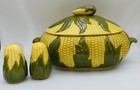 Vintage MCM Hobbyist Ceramic Corn-On-The-Cob Serving Dish Lidded Matching S&P — photo 1