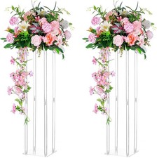 2X 60cm Acrylic Geometric Flower Stand Pedestal Centrepiece Wedding Plinth Decor
