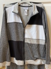 Alfred Dunner Petite 2pc Knit Colorblock Zip Mock Neck Jacket Pants PS/PM