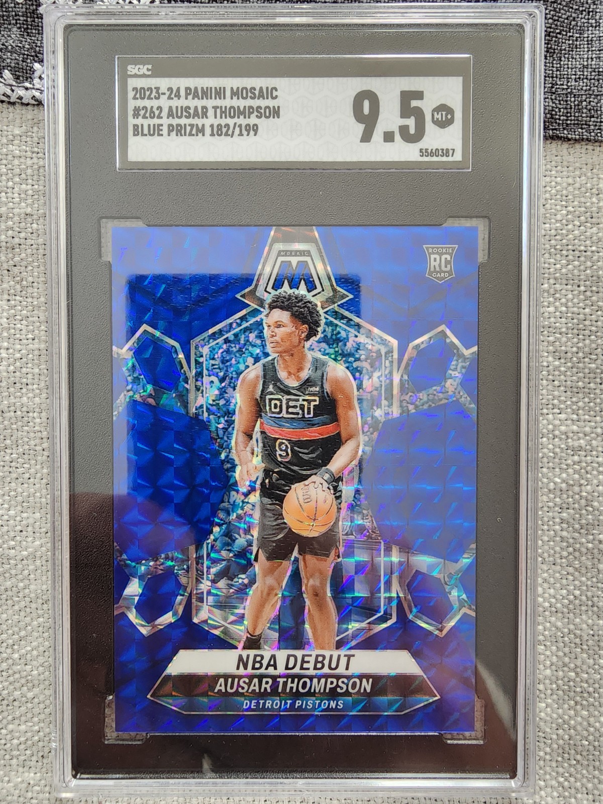 2023-24 Panini Mosaic - NBA Debut Ausar Thompson #262 Blue Mosaic Prizm /199