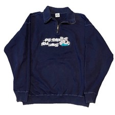 Vintage 90s 101 Dalmatians Quarter Zip Sweatshirt Large Disney Store Navy Used