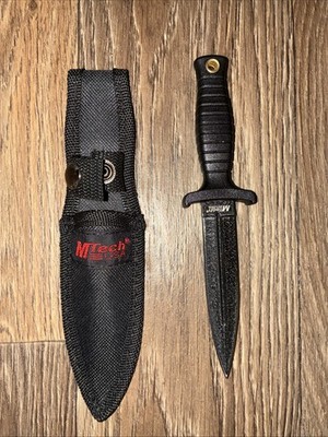 MTech MT206BK Dagger Black double edge fixed blade sheath knife 7'' overall NEW!