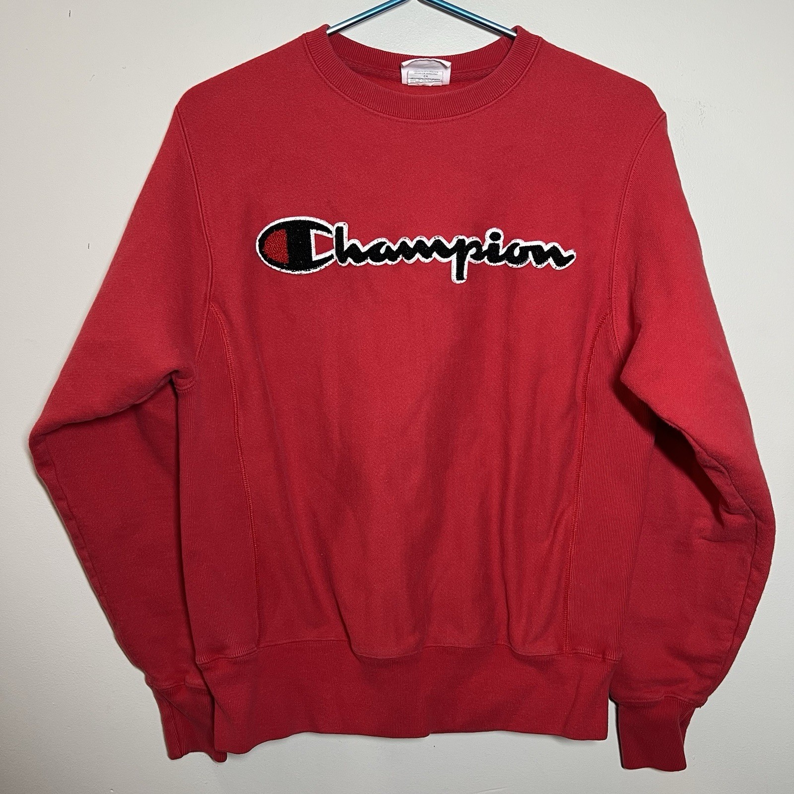 Vintage 90s Champion Reverse Weave Spell Out Sweatshirt Mens Small Red Pullover
