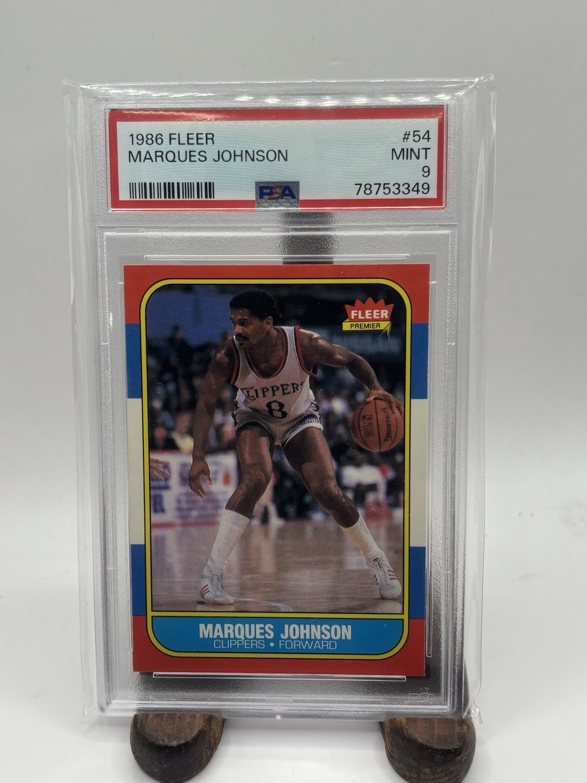 1986 Fleer Basketball #54 Marques Johnson PSA 9 Los Angeles Clippers