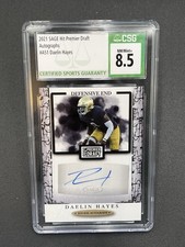 SAGE 2021 Premier Draft Daelin Hayes #A51 Rookie Autograph CSG 8.5 Notre Dame
