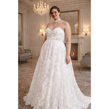 Jenny Yoo Madeline Floral Lace Strapless Wedding Dress Anthropologie Size 22 NWT