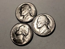 1952 P-D-S Jefferson Nickels Nice Mixed BU/Uncirculated Set of 3!!  #5
