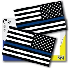 Magnet Me Up Reversed Thin Blue Line Flag Decal Sticker 3x5", Made in USA