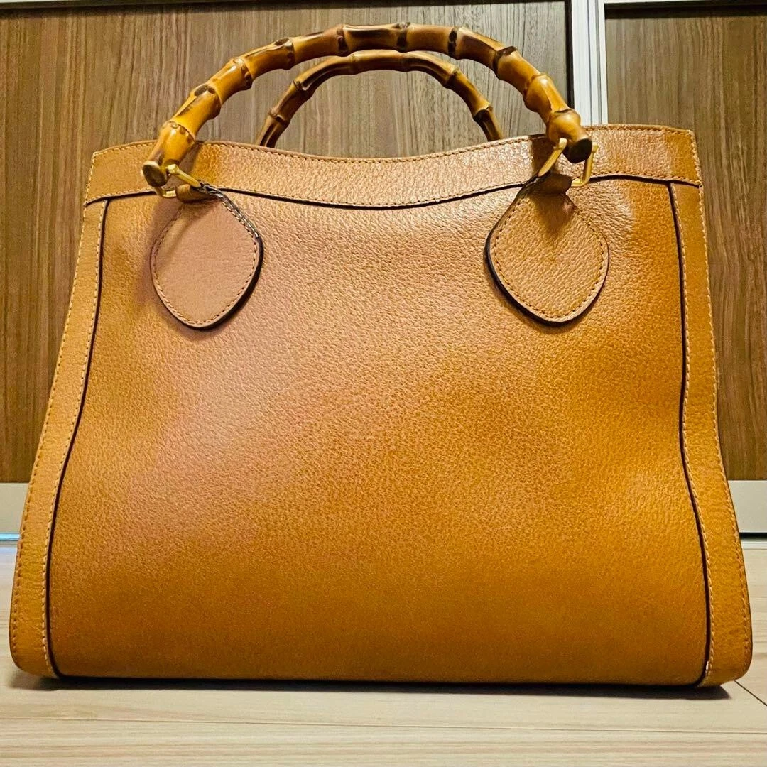 GUCCI Bamboo Diana Tote Bag Vintage all leather brown | eBay