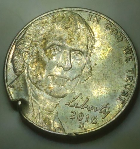 2016-D Jefferson Nickel Error-Die Error-Die Break-Male offer😊 - Picture 3 of 3