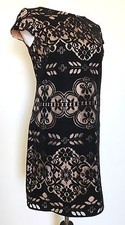 Eliza J Black Velvet & Lace Dress Nude Slip NWT Retails $138 Price $69 Size 6P