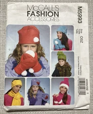 McCall's Fashion Accessories 5993 Pattern Children's Hats Scarves Mittens Uncut