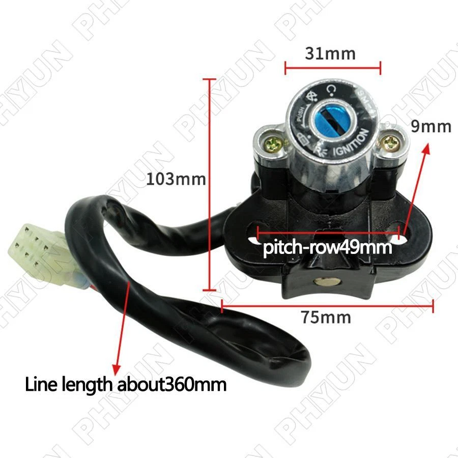 Kit de interruptor de bloqueo de llave de encendido modificado universal para motocicleta para Kawasaki Yamaha Foto 3 de 4