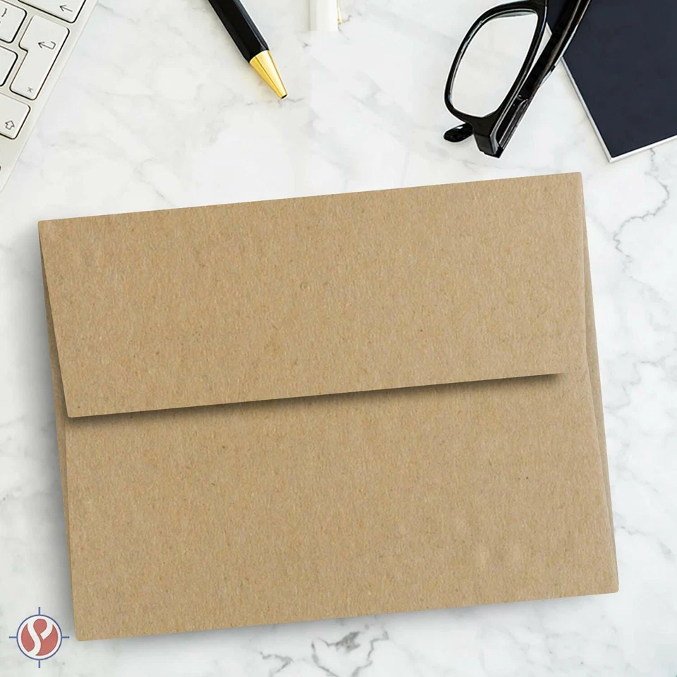 Envelopes Kraft de supermercado A7, 5 1/4 x 7 1/4, aba quadrada, texto de 70 lb (105 gsm), 100 peças - Imagem 2 de 4