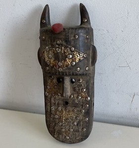 Nice Old African Art Toma Rare Custom Red Mask Horn Antique Loma Baule Dan Puno