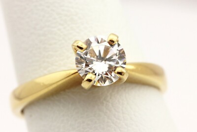 14k yellow gold 6mm round CZ cubic zirconia solitaire engagement ring 3 ...