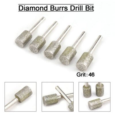 6-30mm Diamond Coated Grinding Head 1/4'' Shank Cylinder Mounted Point Burrs Bits